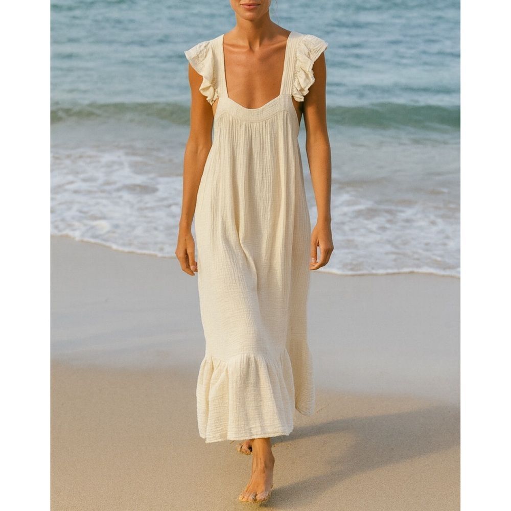 9 Seed Gauze Ruffle Midi Dress M